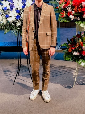 「Paul Smith（ポールスミス）のアイテム（セットアップ）」を使った、ゆうりさん（メンズ・178cm）の夏コーディネート