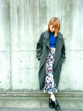 「KBF（ケイビーエフ）のアイテム（ピーコート）」を使った、ioriさん（レディース・155cm）の冬コーディネート