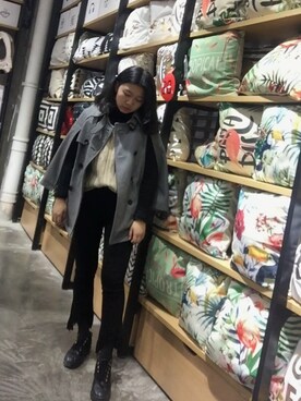 「ONLY（オンリー）のアイテム（ダッフルコート）」を使った、冉さん（レディース・155cm）の冬コーディネート