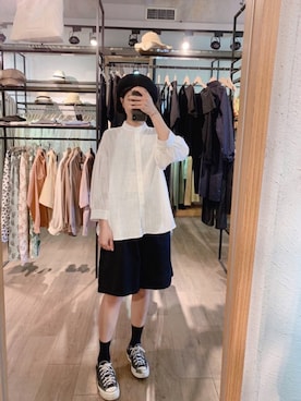 「QUEEN SHOP（クイーンショップ）のアイテム（帽子）」を使った、QUEEN SHOPさん（レディース・162cm）の春コーディネート