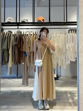 「キャミワンピ」｜「アイテム（シャツワンピース）」を使った、QUEEN SHOPさん（レディース・158cm）の春コーディネート
