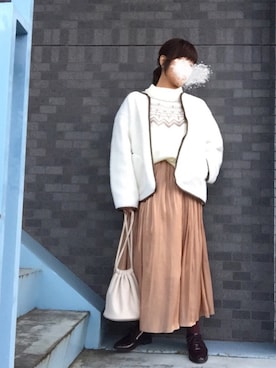 「アイテム（ドレスシューズ、パープル系）」を使った、erinaさん（レディース・153cm）の秋コーディネート