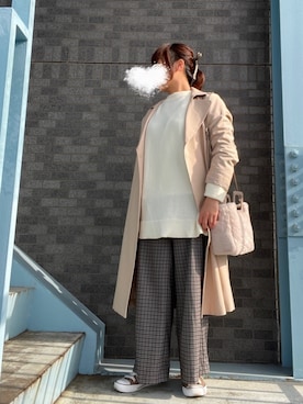 「PICCIN（ピッチン）のアイテム（トレンチコート）」を使った、erinaさん（レディース・153cm）の冬コーディネート