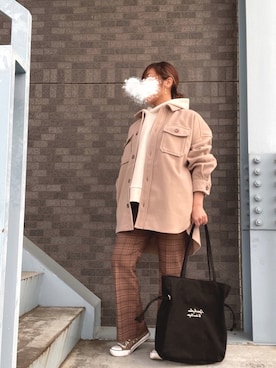 「Honeys（ハニーズ）のアイテム（その他アウター）」を使った、erinaさん（レディース・153cm）の冬コーディネート