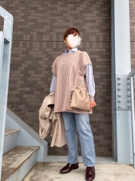 「プリーツバッグ」｜「アイテム（ジャケット/アウター）」を使った、erinaさん（レディース・153cm）の冬コーディネート
