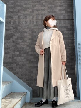 「PICCIN（ピッチン）のアイテム（トレンチコート）」を使った、erinaさん（レディース・153cm）の春コーディネート