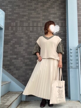 「アイテム（ドレスシューズ、パープル系）」を使った、erinaさん（レディース・153cm）の春コーディネート