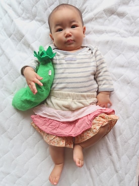 「髪の毛欲しい」｜ぽーちゃんさん（キッズ・60cm）の夏コーディネート