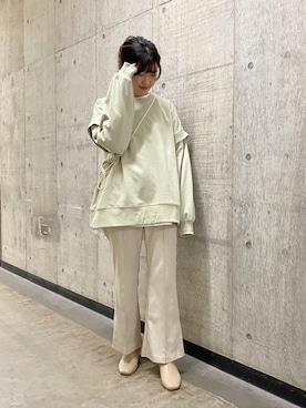 「ピスタチオ」｜「アイテム（スウェット）」を使った、こばさん（レディース・157cm）の冬コーディネート