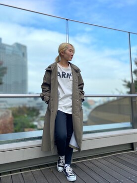 「AVIREX（アヴィレックス）のアイテム（ステンカラーコート）」を使った、M7さん（レディース・155cm）の秋コーディネート