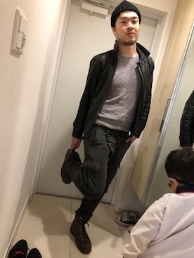 「TOMMY HILFIGER（トミーヒルフィガー）のアイテム（ブルゾン）」を使った、成ノ助さん（メンズ・173cm）の秋コーディネート