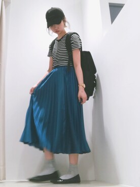 misakiさんの「サテンプリーツスカート」を使ったコーディネート