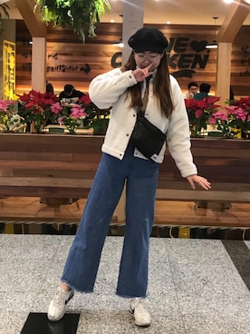 「Simplicite（サンプリシテ）のアイテム（ブルゾン）」を使った、Betty Yuanさん（レディース・164cm）の冬コーディネート