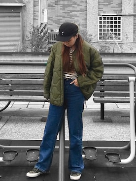 「INHERIT（インヘリット）のアイテム」を使った、Betty Yuanさん（レディース・164cm）の春コーディネート