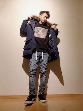 「SEVENDAYS=SUNDAY（セブンデイズサンデイ）のアイテム（ジャケット/アウター）」を使った、HAINEさん（メンズ・176cm）の冬コーディネート