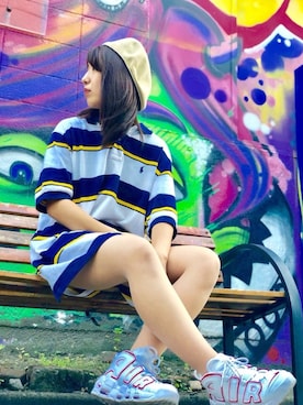 「ストリート服が好き」｜「アイテム（ハンチング/ベレー帽）」を使った、みゆさん（レディース・156cm）の秋コーディネート