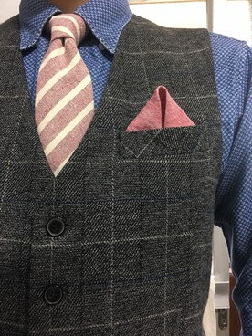 「アイテム（ネクタイ、レッド系）」を使った、C_C_Cさん（メンズ・180cm）の冬コーディネート