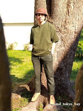 「SURREAL（シュルリアル）のアイテム（帽子）」を使った、mindselectshopさん（メンズ・172cm）の春コーディネート