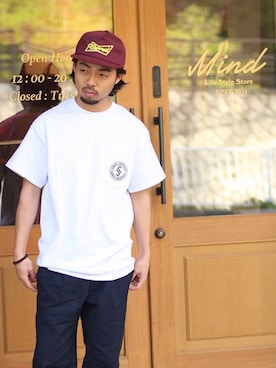 「SURREAL（シュルリアル）のアイテム（帽子）」を使った、mindselectshopさん（メンズ・172cm）の春コーディネート