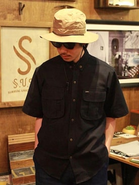 「SURREAL（シュルリアル）のアイテム（帽子）」を使った、mindselectshopさん（メンズ・172cm）の春コーディネート