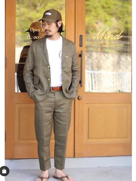 「SURREAL（シュルリアル）のアイテム（帽子）」を使った、mindselectshopさん（メンズ・172cm）の春コーディネート