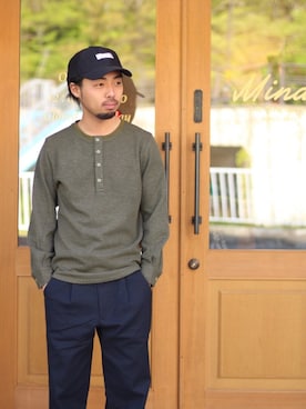 「SURREAL（シュルリアル）のアイテム（帽子）」を使った、mindselectshopさん（メンズ・172cm）の春コーディネート