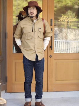 「SURREAL（シュルリアル）のアイテム（帽子）」を使った、mindselectshopさん（メンズ・172cm）の春コーディネート