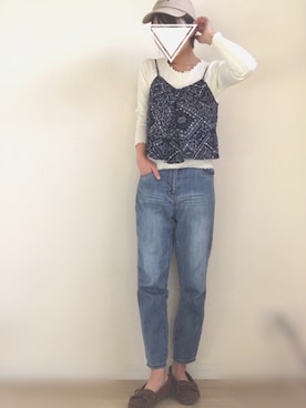 「AS KNOW AS plus（アズノゥアズプラス）のアイテム（キャミソール）」を使った、niko¨̮♡さん（レディース・159cm）の冬コーディネート