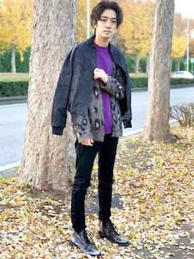 「アイテム（ブルゾン）」を使った、chanyukaさん（メンズ・173cm・30代）の冬コーディネート