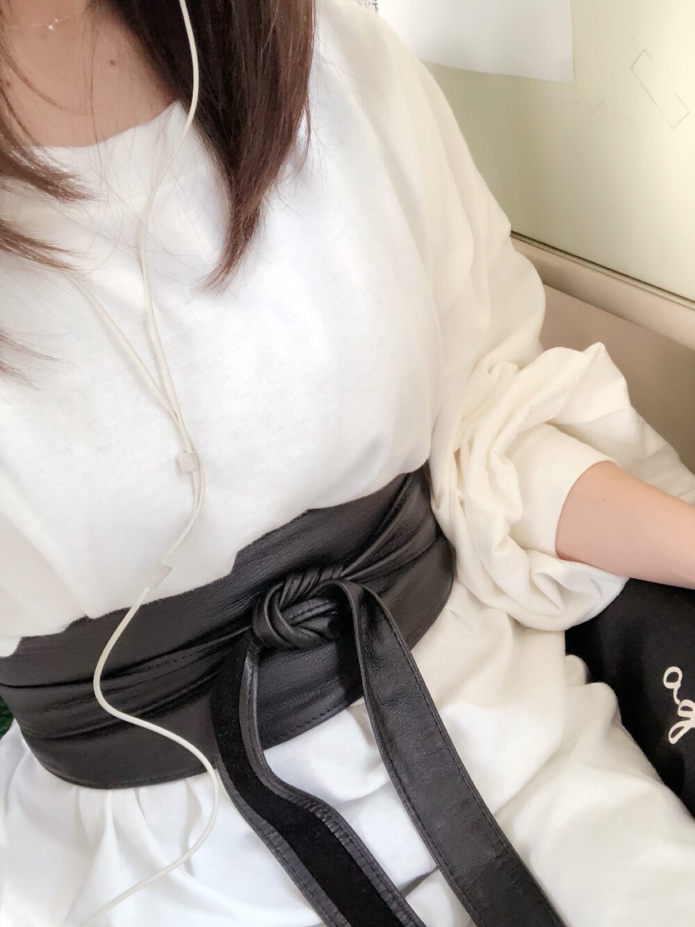 「earth music&ecologyの・すきな丈ふわそでBIG T(ワンピース)（ワンピース、ホワイト系）」を使った、ｓｈｉｎさん（レディース・145cm）の春コーディネートの1枚目の写真
