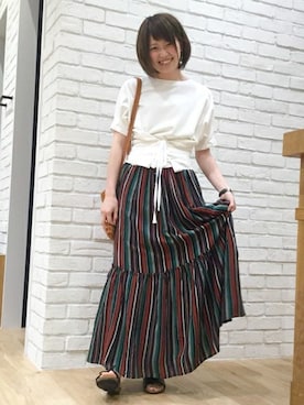 「COTTO（コトゥー）のアイテム」を使った、冨士枝さん（レディース・158cm）の春コーディネート