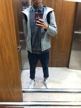 「アイテム（マウンテンパーカー、シルバー系）」を使った、Eadgerさん（メンズ・170cm）の冬コーディネート