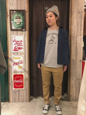 「grn」｜「アイテム（ニットキャップ/ビーニー）」を使った、RIKAさん（レディース・159cm）の春コーディネート