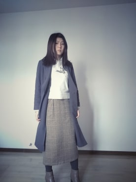 「アイテム（ダッフルコート、パープル系）」を使った、puppyqueenさん（レディース・168cm）の春コーディネート