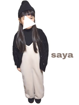 「アイテム（つなぎ/オールインワン、ベージュ系）」を使った、yuuさん（キッズ・120cm）の冬コーディネート