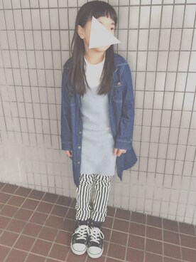 「学校」｜「アイテム（シャツワンピース）」を使った、yuuさん（キッズ・120cm）の春コーディネート