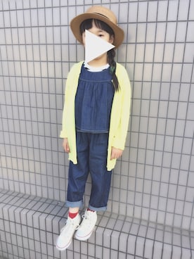「GU（ジーユー）のアイテム（つなぎ/オールインワン）」を使った、yuuさん（キッズ・120cm）の春コーディネート