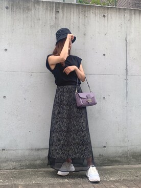 「H&M（エイチ・アンド・エム）のアイテム（ハット）」を使った、akrさん（レディース・157cm）の夏コーディネート