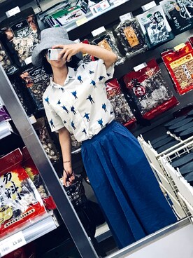 「UNKNOWN.（アンノウン）のアイテム（帽子）」を使った、鳶漾さん（レディース・165cm）の夏コーディネート