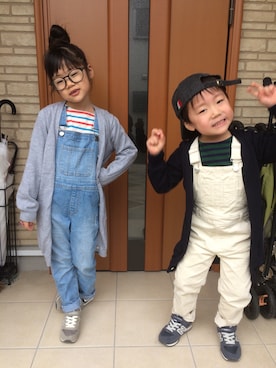 「GLOBAL WORK（グローバルワーク）のアイテム（オールインワン・サロペット）」を使った、emi_mitoさん（キッズ・110cm）の冬コーディネート