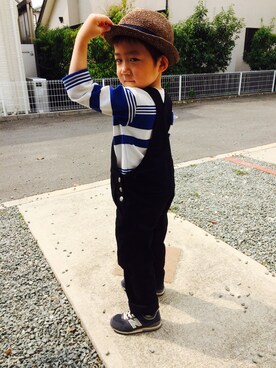 「abcd（ナシ）のアイテム（帽子）」を使った、emi_mitoさん（キッズ・110cm）の春コーディネート