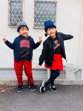 「アイテム（タイツ/ストッキング、ブルー系）」を使った、emi_mitoさん（キッズ・110cm）の秋コーディネート