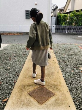 「BRANSHES（ブランシェス）のアイテム（MA-1）」を使った、emi_mitoさん（キッズ・124cm）の秋コーディネート