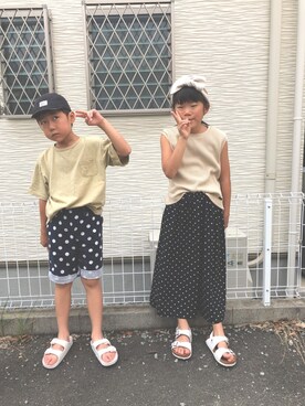 「Right-on（ライトオン）のアイテム（サンダル）」を使った、emi_mitoさん（キッズ・125cm）の夏コーディネート
