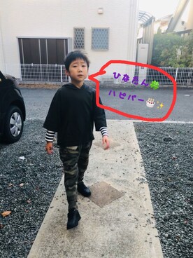 「devirock（デビロック）の【旧モデル】裏毛スウェットサルエルパンツ スウェットパンツ（その他パンツ）」を使った、emi_mitoさん（キッズ・125cm）の冬コーディネート