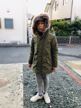 「むすこーで」｜「アイテム（モッズコート）」を使った、emi_mitoさん（キッズ・125cm）の冬コーディネート