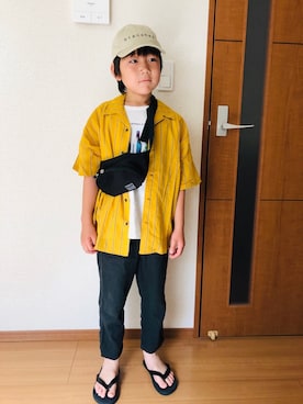 「むすこーで」｜「アイテム（ビーチサンダル）」を使った、emi_mitoさん（キッズ・129cm）の夏コーディネート