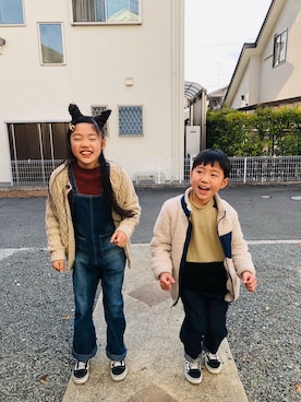 「BRANSHES（ブランシェス）のアイテム（オールインワン・サロペット）」を使った、emi_mitoさん（キッズ・137cm）の冬コーディネート