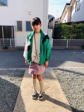「BRANSHES（ブランシェス）のアイテム（その他アウター）」を使った、emi_mitoさん（キッズ・137cm）の春コーディネート