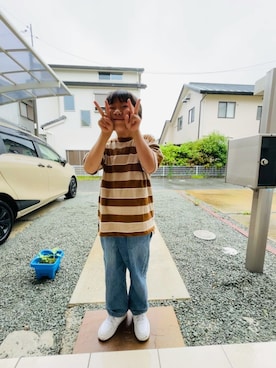 「アイテム（その他パンツ、ブルー系）」を使った、emi_mitoさん（キッズ・135cm）の春コーディネート